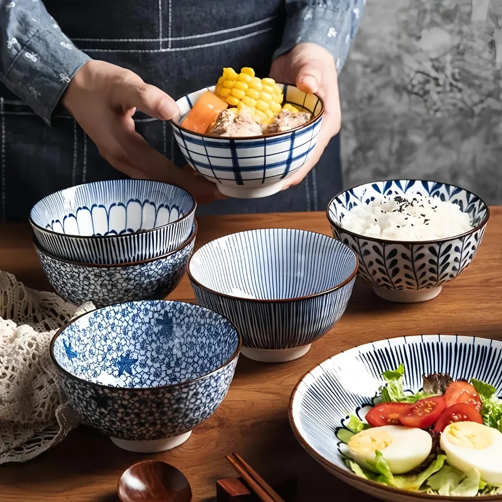 Coffret de bols japonais Aizome – 4, 6 ou 12 pièces
