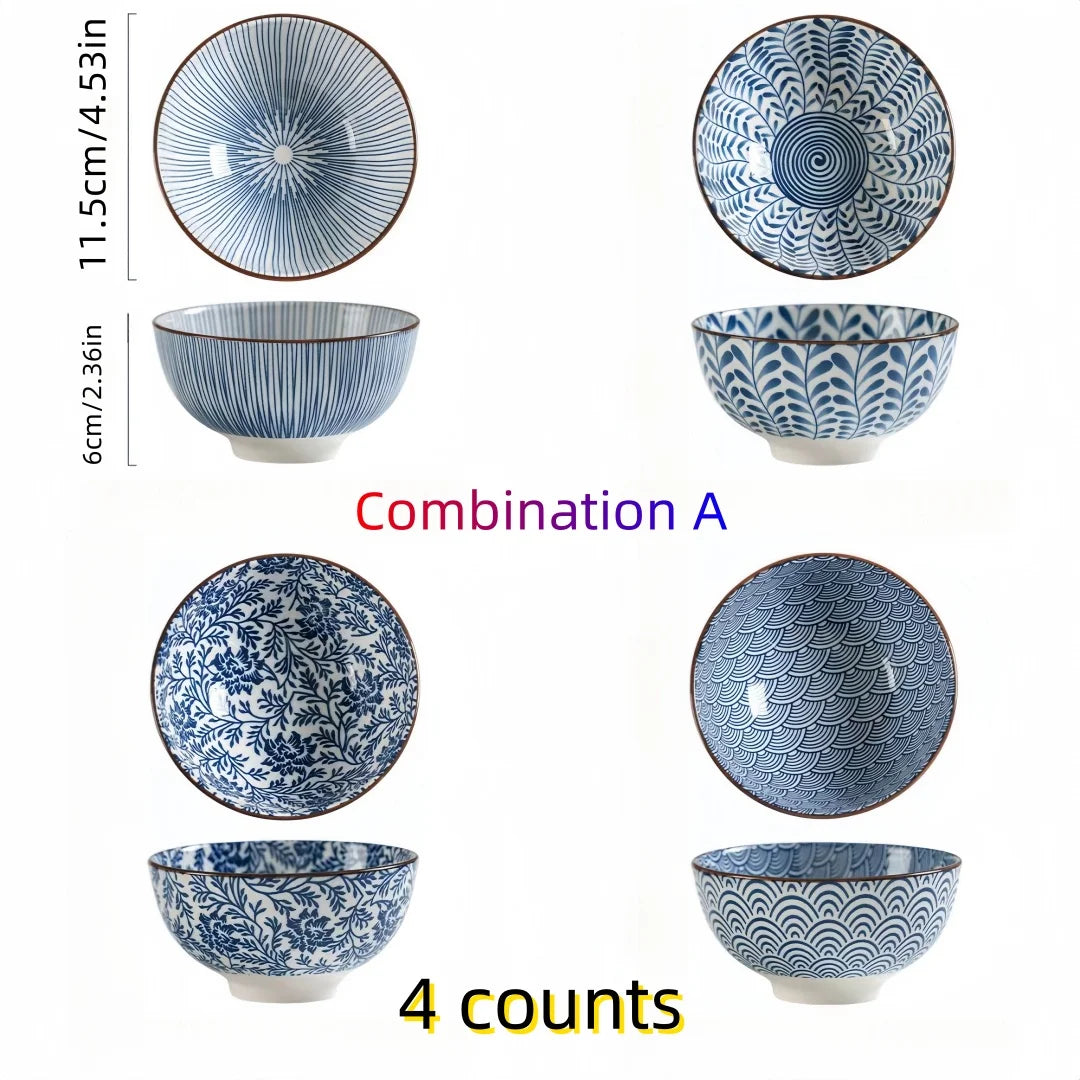 Coffret de bols japonais Aizome – 4, 6 ou 12 pièces