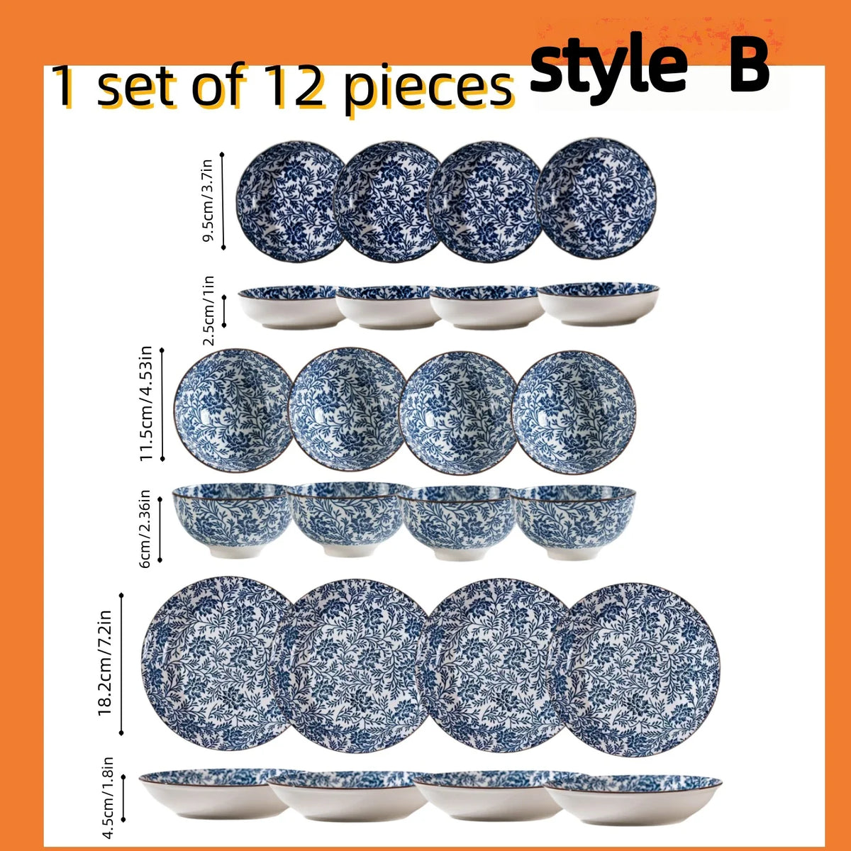 Coffret de bols japonais Aizome – 4, 6 ou 12 pièces