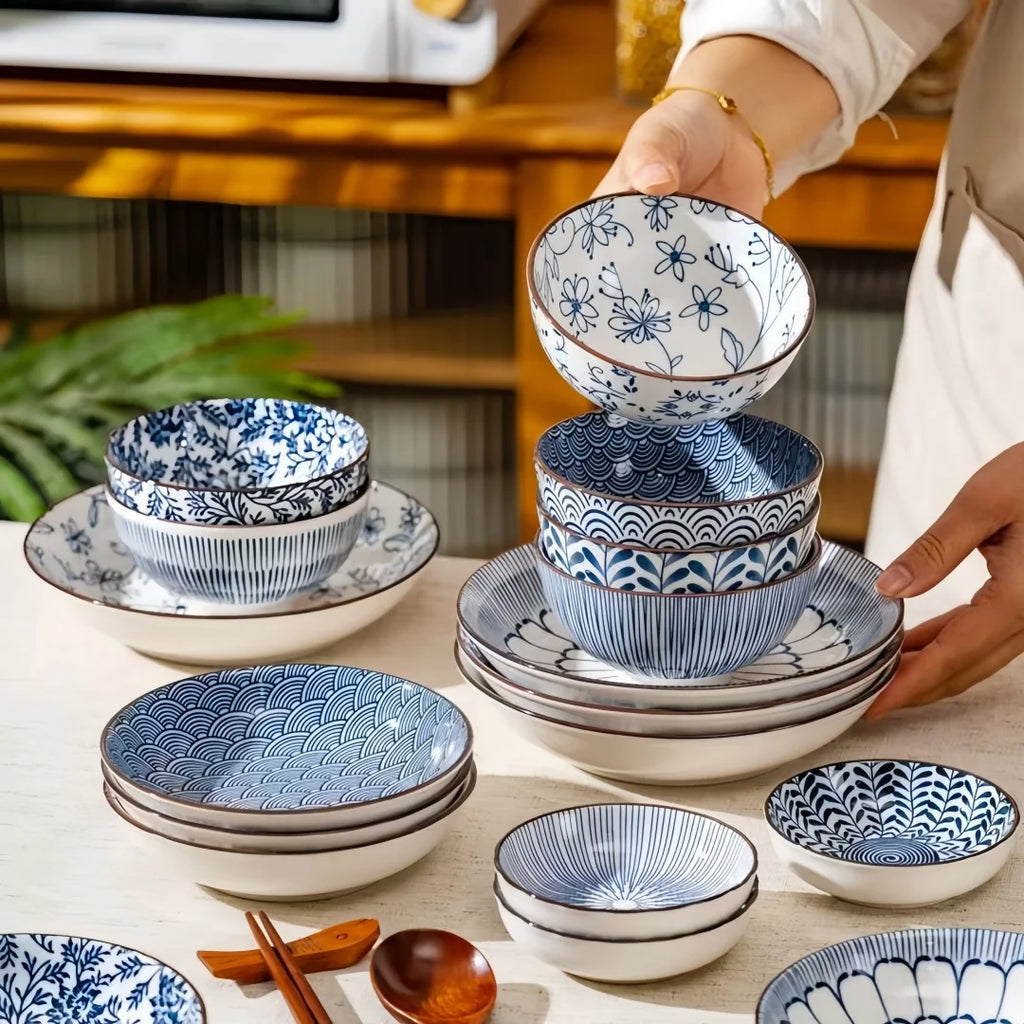 Coffret de bols japonais Aizome – 4, 6 ou 12 pièces