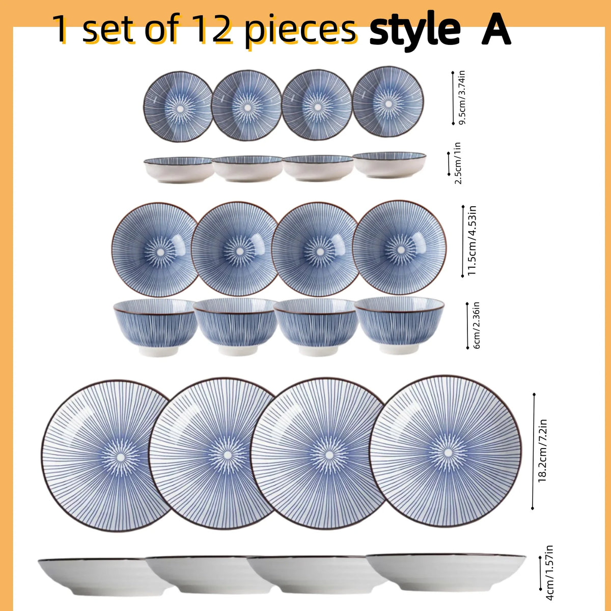 Coffret de bols japonais Aizome – 4, 6 ou 12 pièces