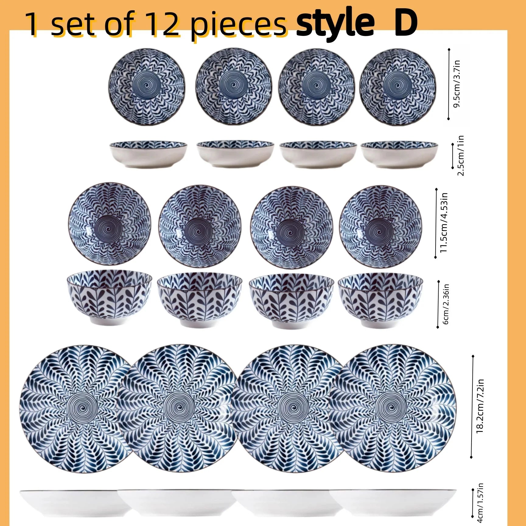 Coffret de bols japonais Aizome – 4, 6 ou 12 pièces